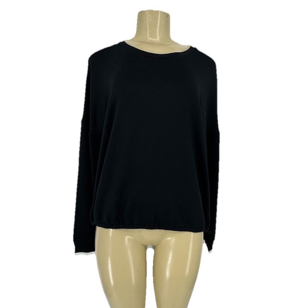 NEW FABLETICS XL Women Fabletics Monica Cinched Pullover Black Long Sleeve 39-5